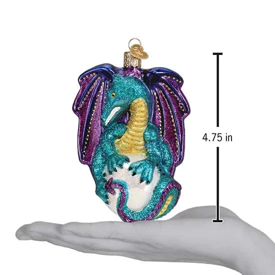 Fantasy Dragon Glass Ornament, 4.75"