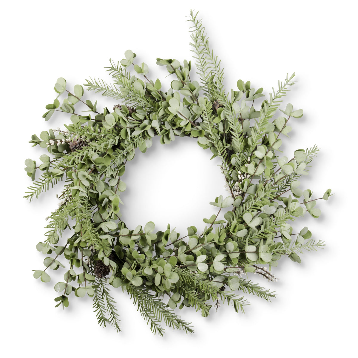 Eva Eucalyptus & Pine Wreath w/Pinecone, 24"
