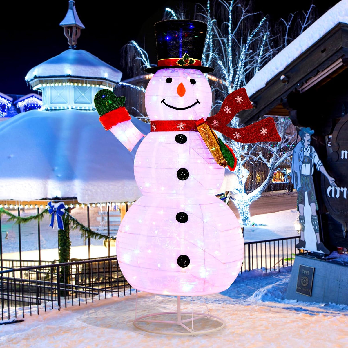 Tangkula 6 FT Lighted Christmas Snowman, Pop-Up 3D Xmas Pre-lit Snowman