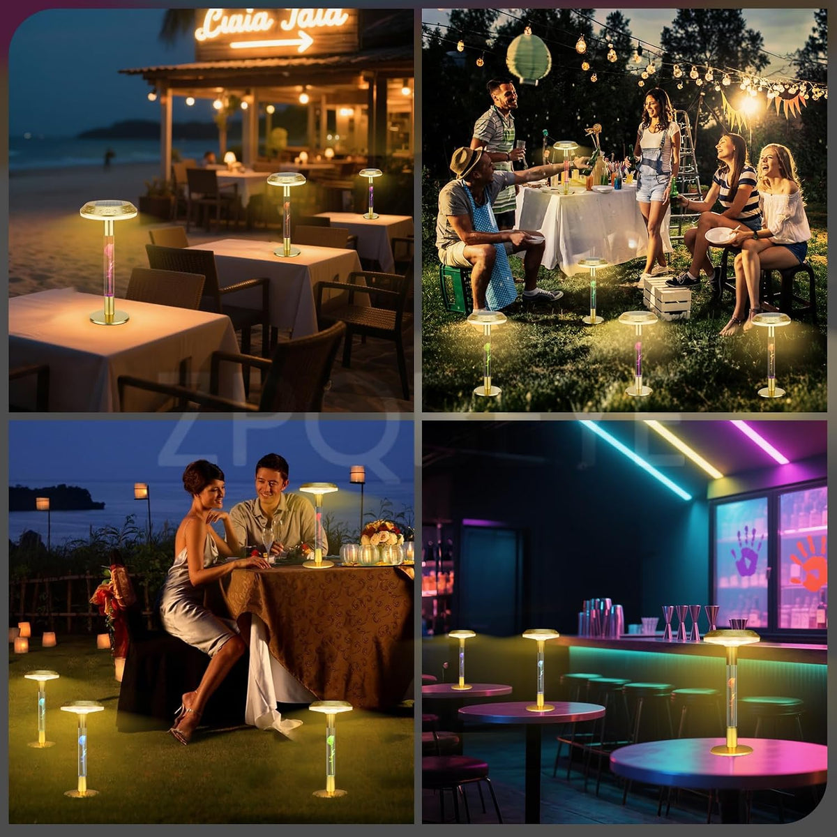 Solar Table Lamp, 7-Color Changing Touch Control Rechargeable Light
