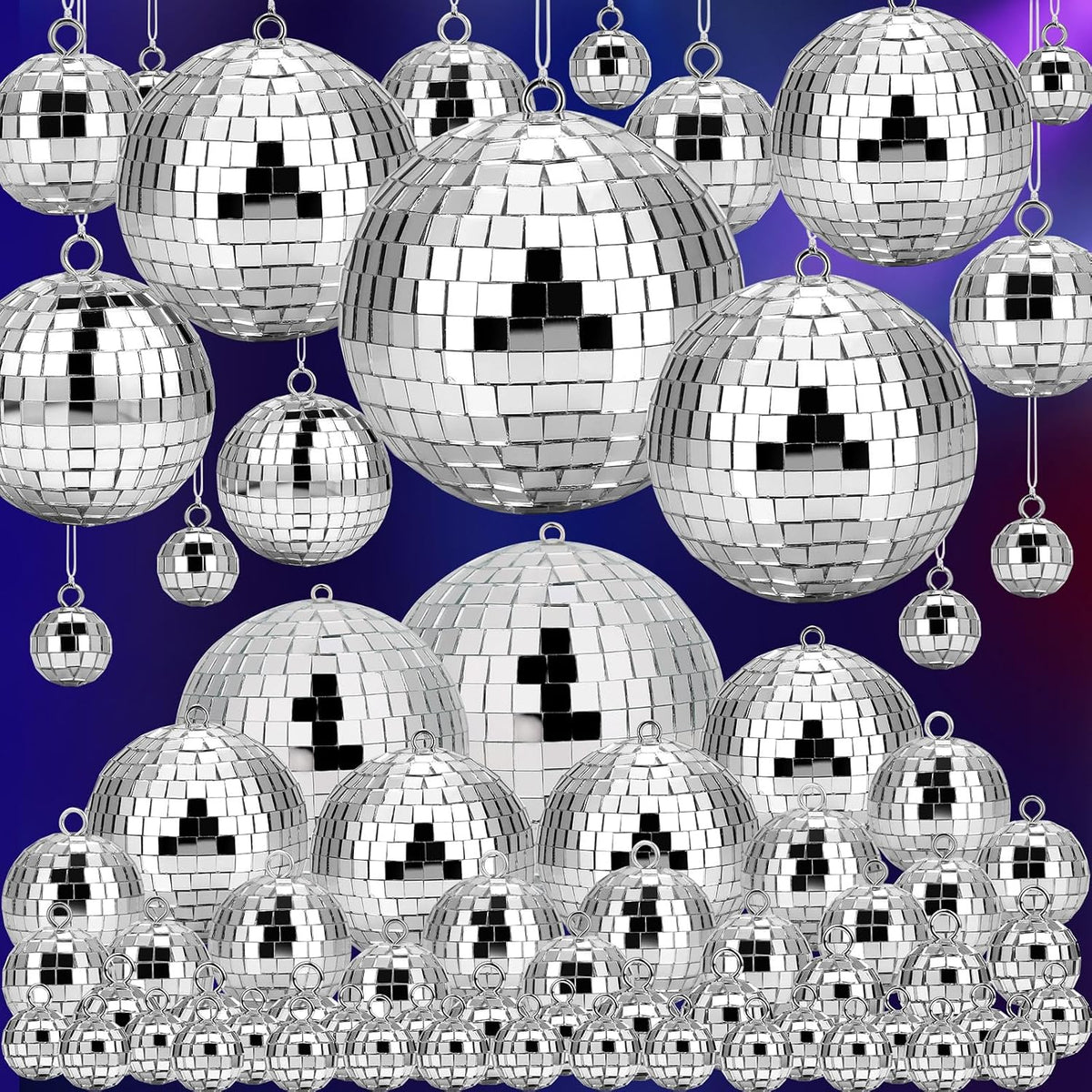 Jupwalz 34 Pcs Disco Ball Decorations 6 Size Mini Disco Ball Decor Ornament