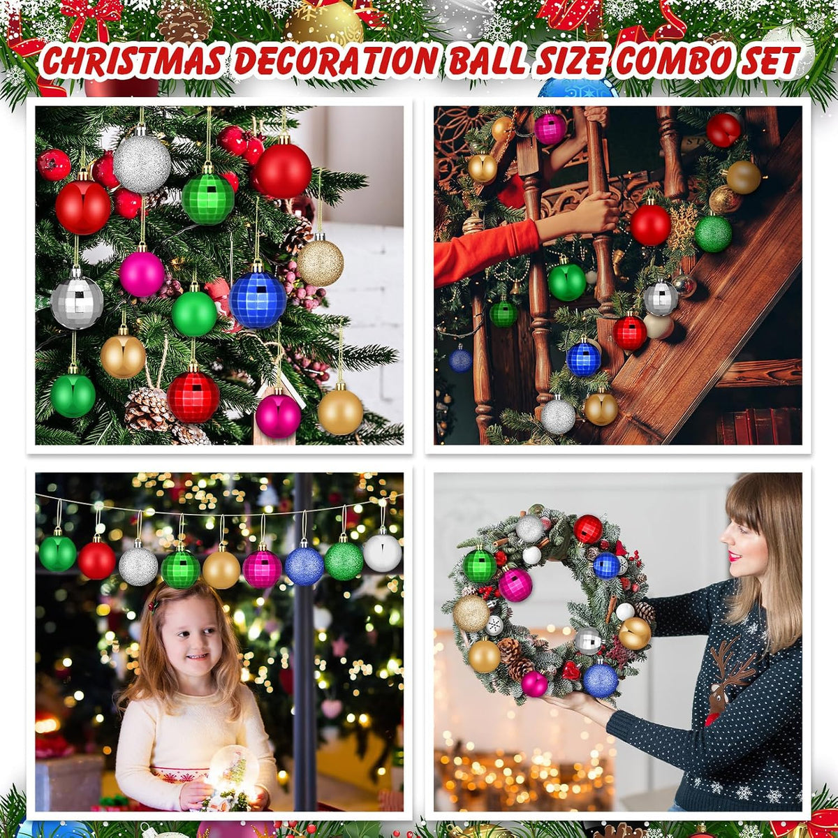 Lunmon 160 Pcs Christmas Ball Ornaments Shatterproof,Multiple Color