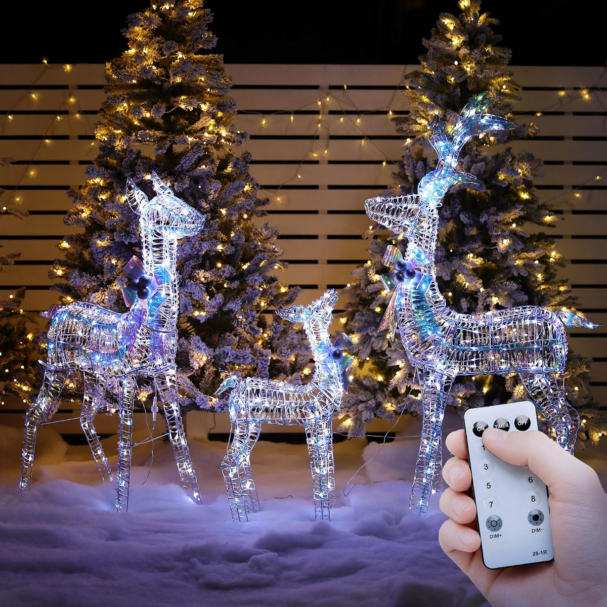 3D Christmas Rattan Deer Outdoor Decor with Upgraded Timer&Remote Control