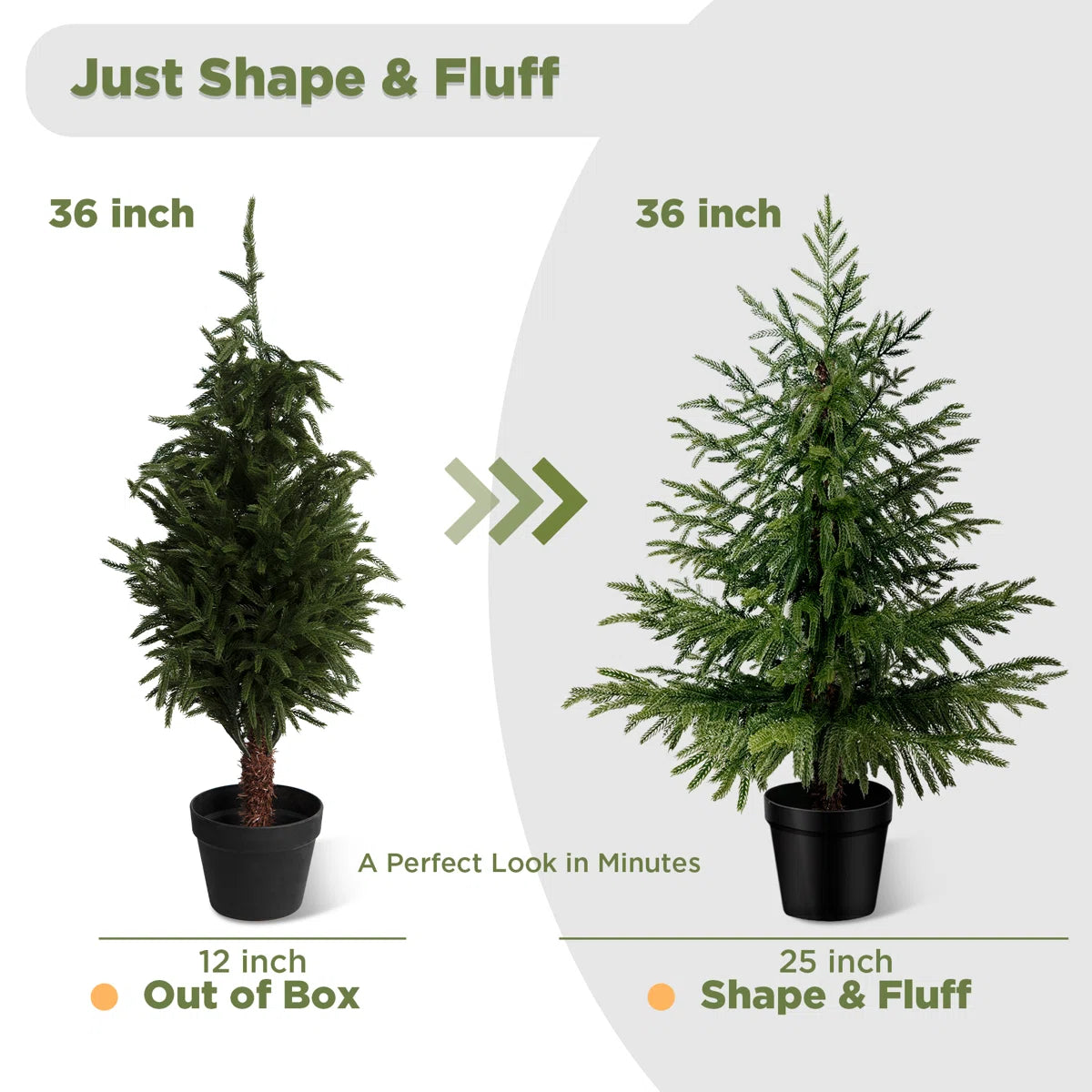 Artificial Real-Touch Norfolk Pine Christmas Tree with Natural Look (Set of 2)