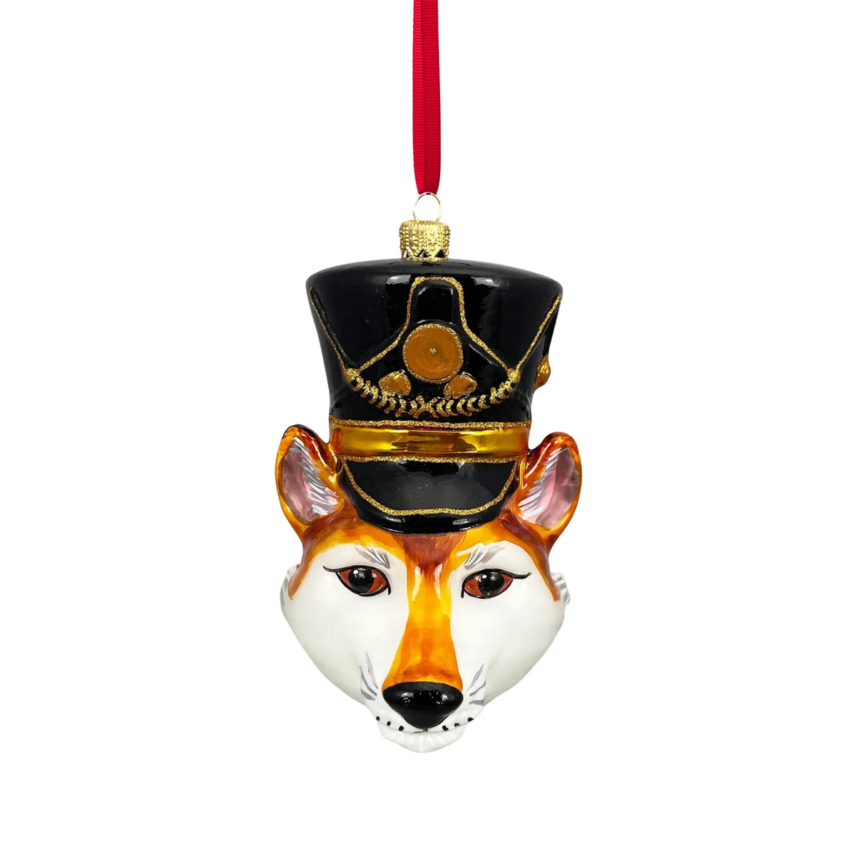 KRG Fox Head Polish Glass Ornament, 5"