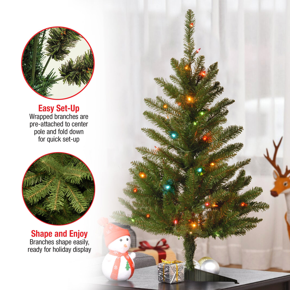3 ft. Kingswood Fir Tree with Multicolor Lights