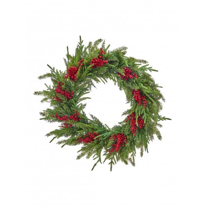Natural Touch w/Berry Wreath, 32" (Green Red)