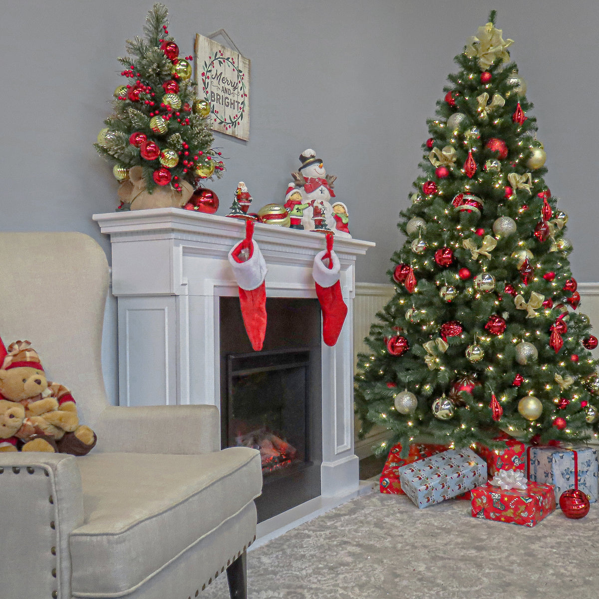 9 ft. Pre-Lit North Valley Spruce Tree with PowerConnect Dual Color LED Lights, Plug-In