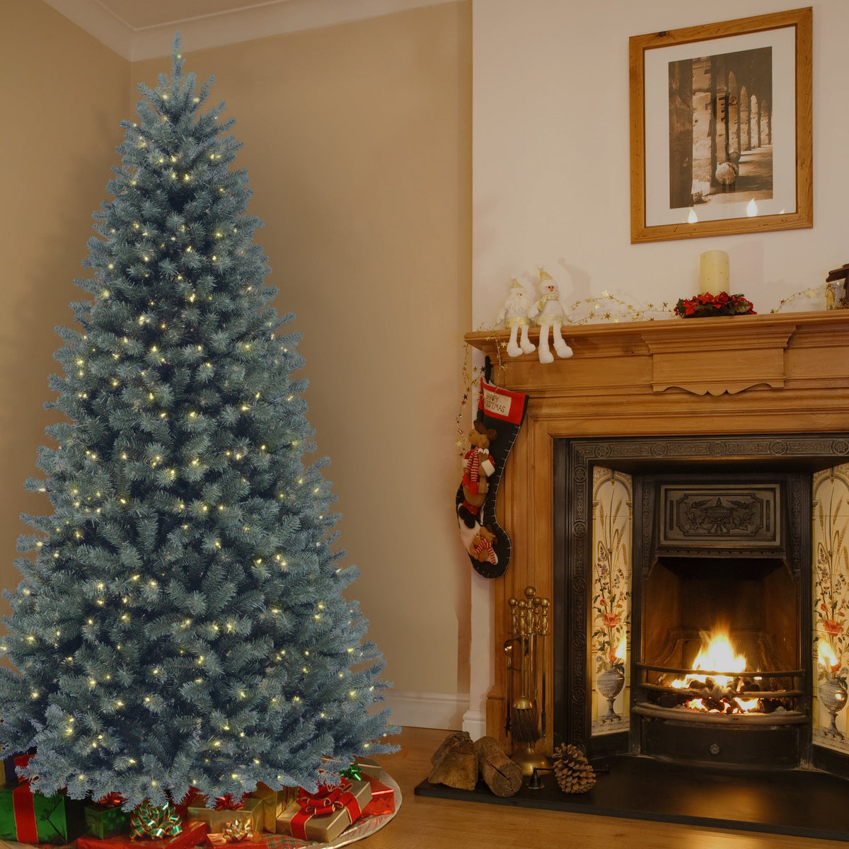7.5 ft. Pre-Lit North Valley Spruce Blue Tree with Clear Lights, Plug-In