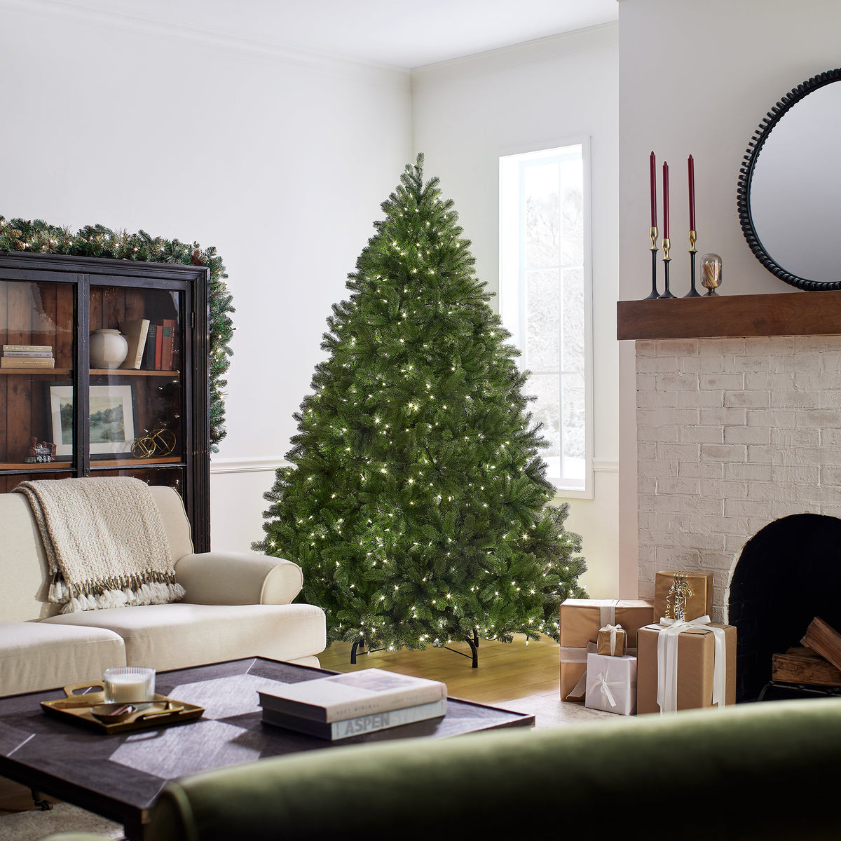 7.5 ft. Pre-Lit Deluxe Downswept Douglas Fir Tree with PowerConnect Dual Color LED Lights, Plug-In