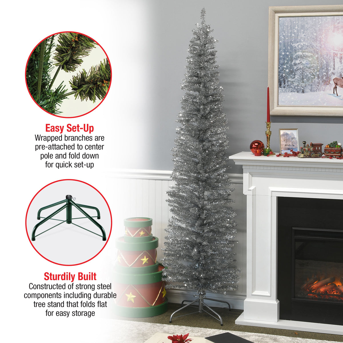 7 ft. Tinsel Collection Silver Tree