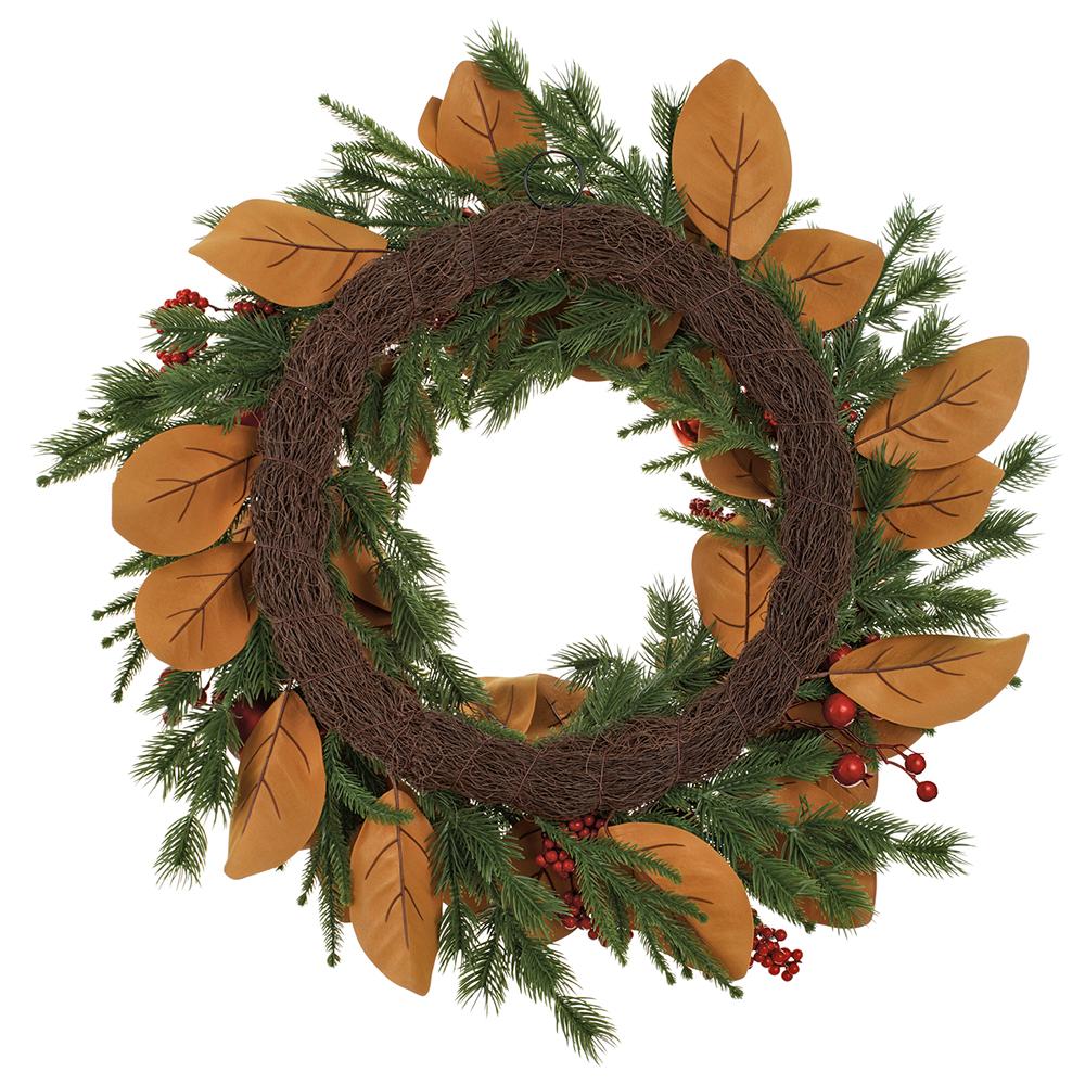 Ornament Ball/Berry/Pine Wreath, 26" (Red & Green)