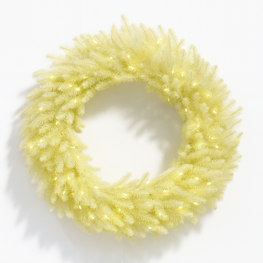 White Wreath, LED Lit, 36"