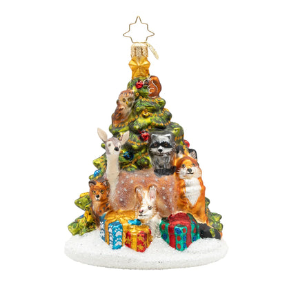 Woodland Celebration Christmas Tree Glass Ornament, 6"