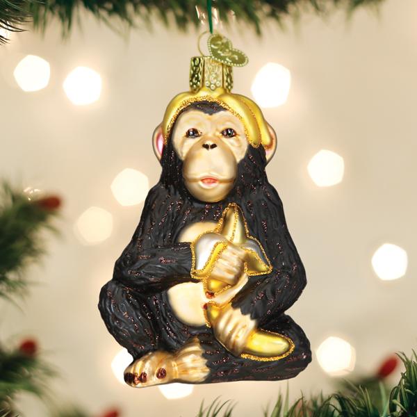 Chimpanzee Ornament, 3.75"