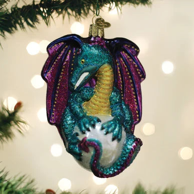 Fantasy Dragon Glass Ornament, 4.75"