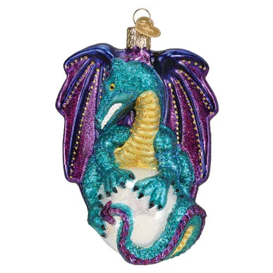Fantasy Dragon Glass Ornament, 4.75"