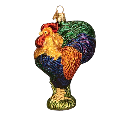 Glass Heirloom Rooster Ornament