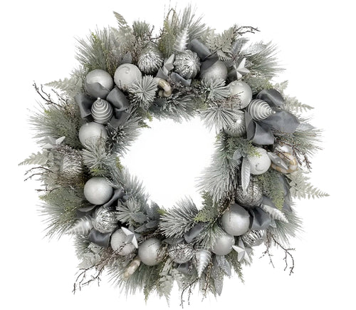 Silver Luxe Wreath, 32"