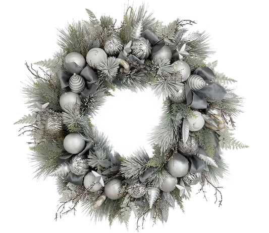 Silver Luxe Wreath, 32"