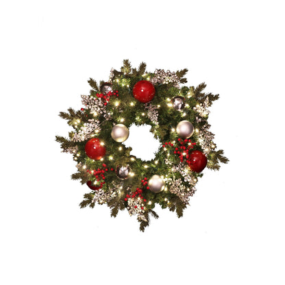 Pre-Decorated Mixed Pine Artificial Christmas Wreath, LED Lit (Warm White), 2ft to 5ft