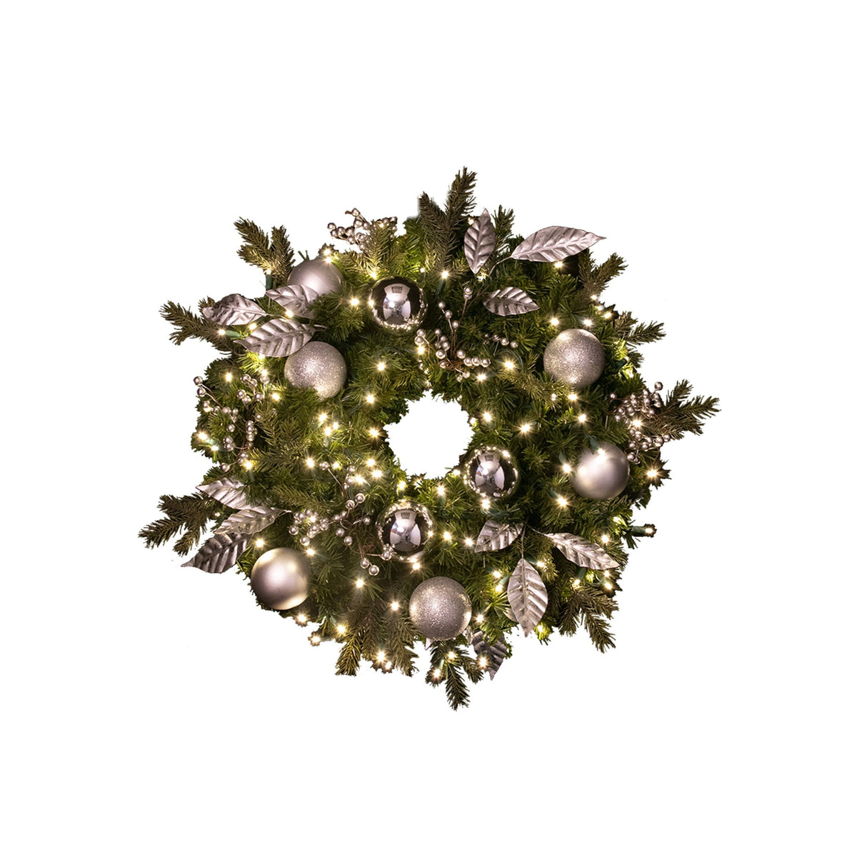 Pre-Decorated Mixed Pine Artificial Christmas Wreath, LED Lit (Warm White), 2ft to 5ft