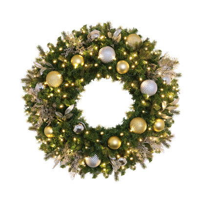 Pre-Decorated Mixed Pine Artificial Christmas Wreath, LED Lit (Warm White), 2ft to 5ft