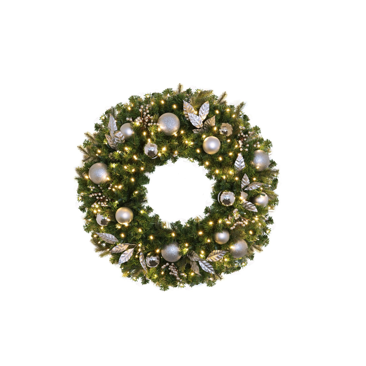 Pre-Decorated Mixed Pine Artificial Christmas Wreath, LED Lit (Warm White), 2ft to 5ft
