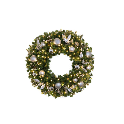 Pre-Decorated Mixed Pine Artificial Christmas Wreath, LED Lit (Warm White), 2ft to 5ft