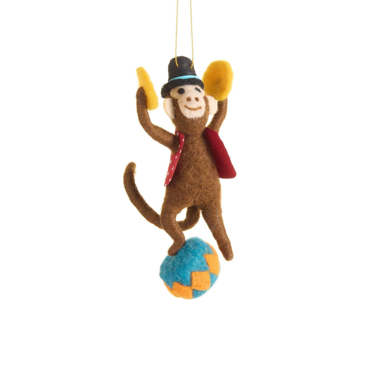 Circus Monkey Ornament, 6.5" (2 styles - sold individually)