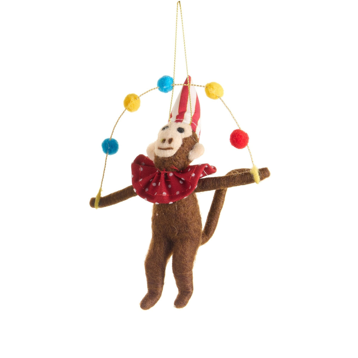 Circus Monkey Ornament, 6.5" (2 styles - sold individually)