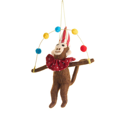 Circus Monkey Ornament, 6.5" (2 styles - sold individually)