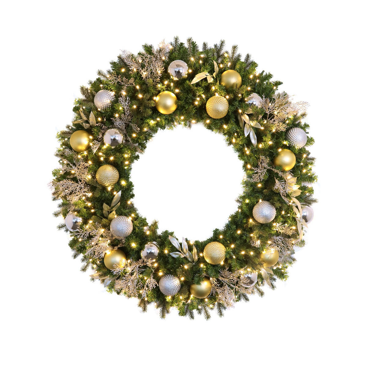 Pre-Decorated Mixed Pine Artificial Christmas Wreath, LED Lit (Warm White), 2ft to 5ft