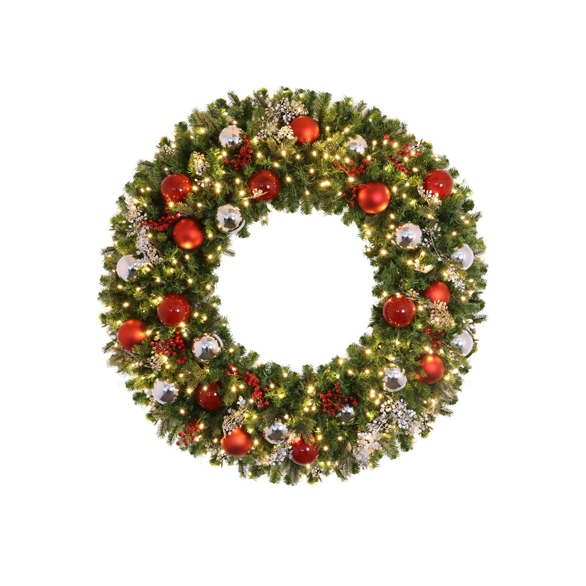 Pre-Decorated Mixed Pine Artificial Christmas Wreath, LED Lit (Warm White), 2ft to 5ft