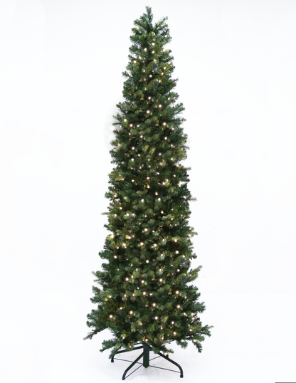 Hinged Artificial Christmas Slim Tree, LED Lit, Warm White (5ft to 9ft)
