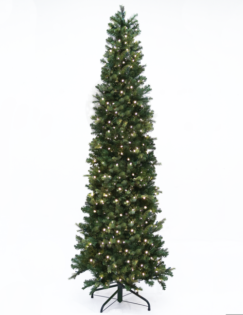 Hinged Artificial Christmas Slim Tree, LED Lit, Warm White (5ft to 9ft)