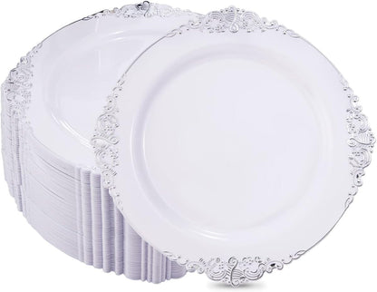 Hioasis 60 Pcs Red Gold Dessert Plates for Christmas