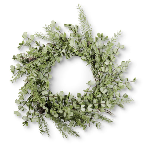 Eva Eucalyptus & Pine Wreath w/Pinecone, 24"