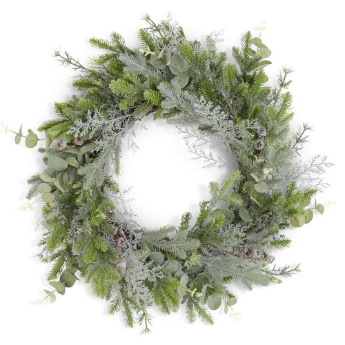 Mixed Pine Lotus Root Berry & Eucalyptus Wreath, 29"