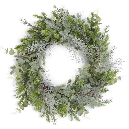 Mixed Pine Lotus Root Berry & Eucalyptus Wreath, 29"