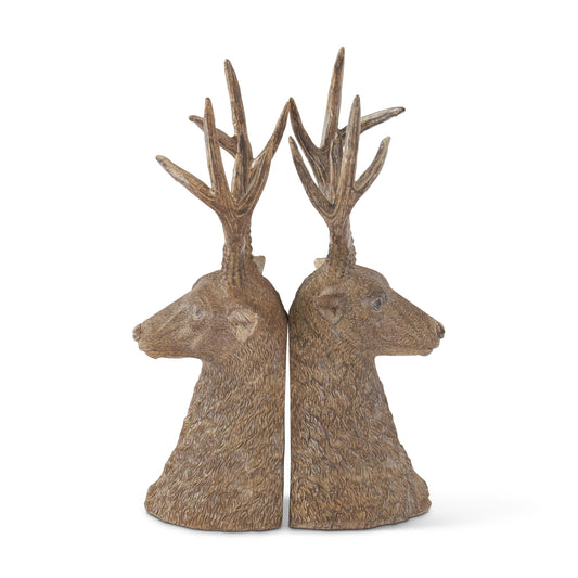 Tan Resin Deer Bust Bookends, 11.75" (Set of 2)