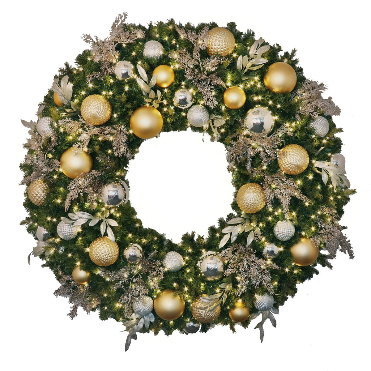 Pre-Decorated Mixed Pine Artificial Christmas Wreath, LED Lit (Warm White), 2ft to 5ft