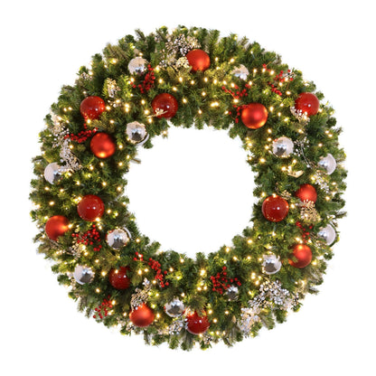 Pre-Decorated Mixed Pine Artificial Christmas Wreath, LED Lit (Warm White), 2ft to 5ft
