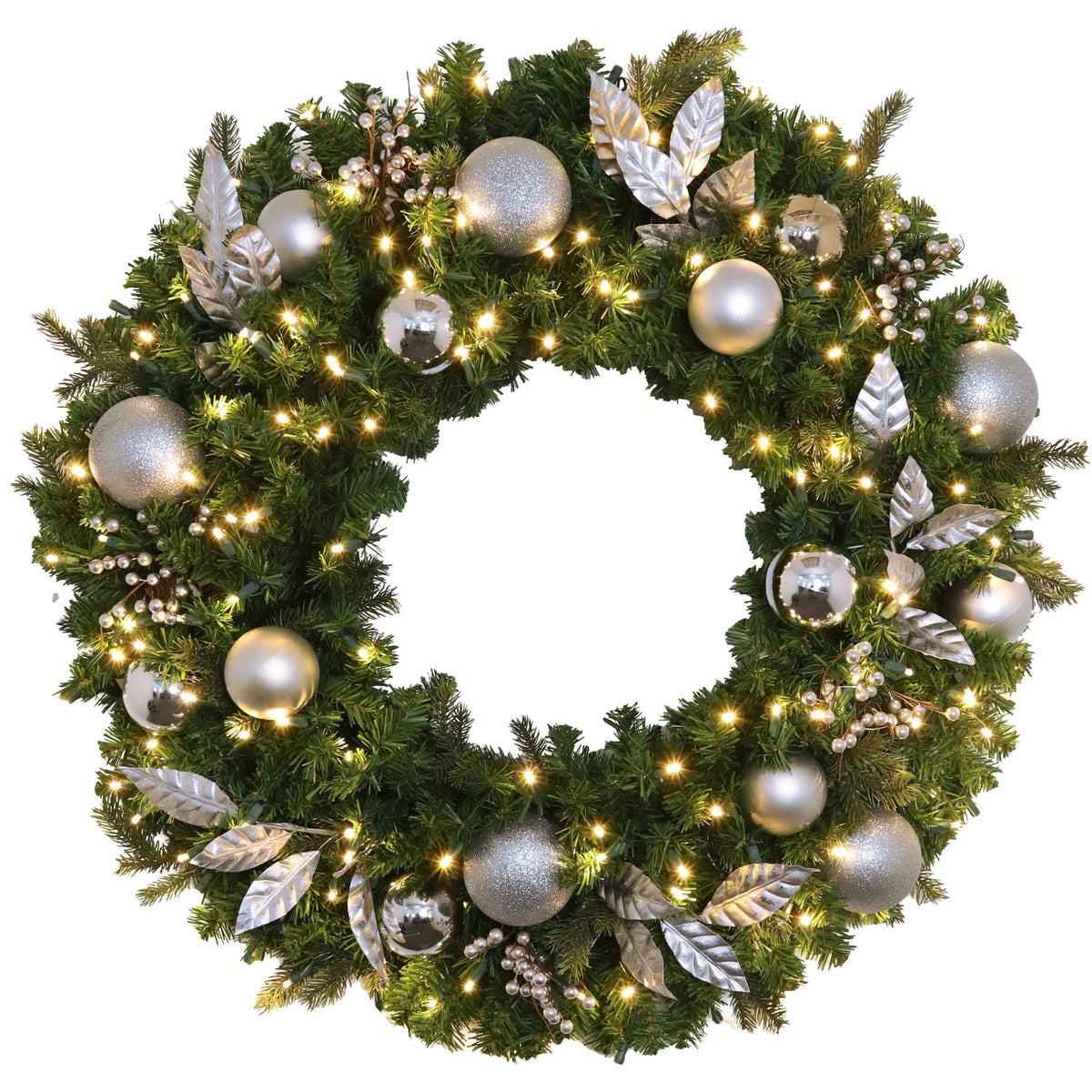 Pre-Decorated Mixed Pine Artificial Christmas Wreath, LED Lit (Warm White), 2ft to 5ft