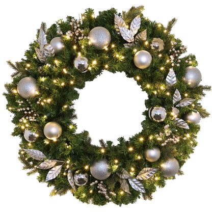 Pre-Decorated Mixed Pine Artificial Christmas Wreath, LED Lit (Warm White), 2ft to 5ft