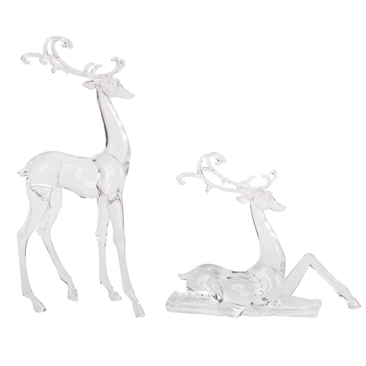 Clear Acrylic Deer Figurine, 10.75 - 17.75" (2 styles - sold individually)