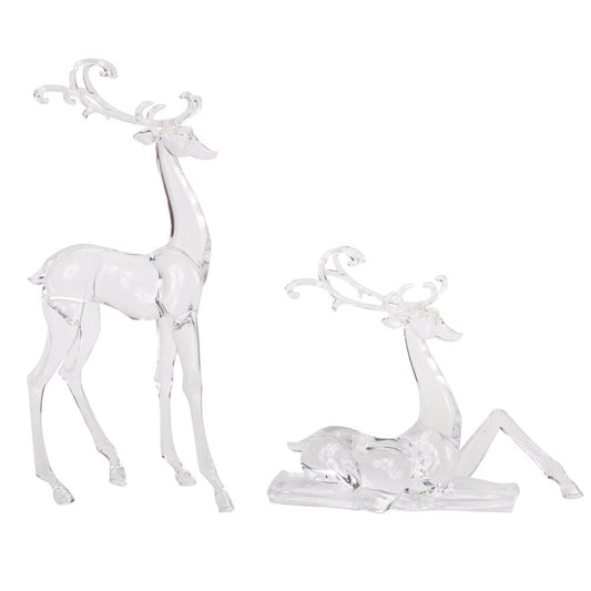 Clear Acrylic Deer Figurine, 10.75 - 17.75" (2 styles - sold individually)