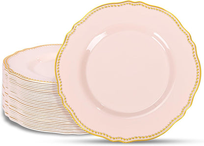 Hioasis 60 Pcs Red Gold Dessert Plates for Christmas