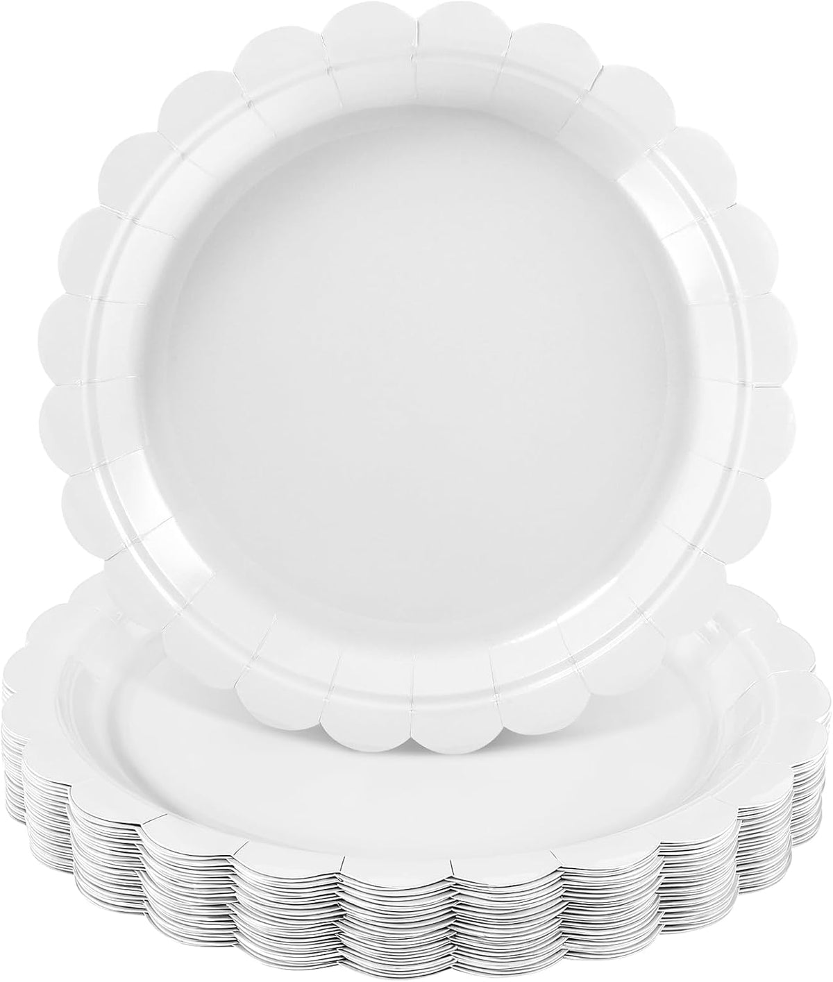 NatNarr 30 Pcs Red Paper Plates 9" Scalloped Red White Party Plates