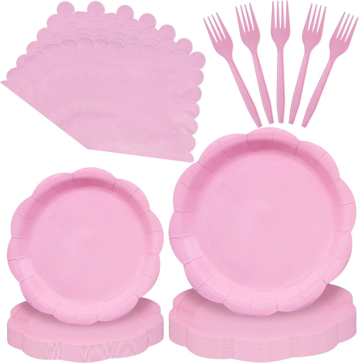 96 Pieces Christmas Poinsettia Tableware Set – Merry Christmas Disposable Plates, Napkins, Forks Party Supplies with Holiday Flower and Holly Designs for Xmas Parties Celebrations – Serves 24 Guests